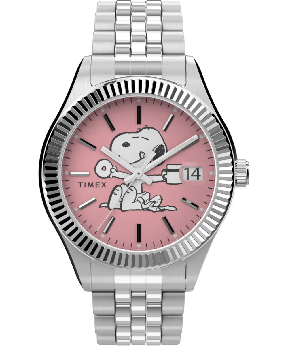 Timex Peanuts x Timex Legacy 34mm Stainless Steel Bracelet Watch