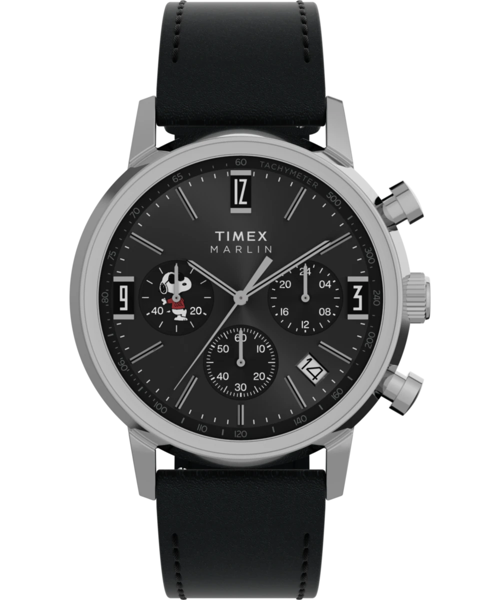 Timex Peanuts x Timex Marlin Chronograph Joe Cool 40mm Leather Strap Watch