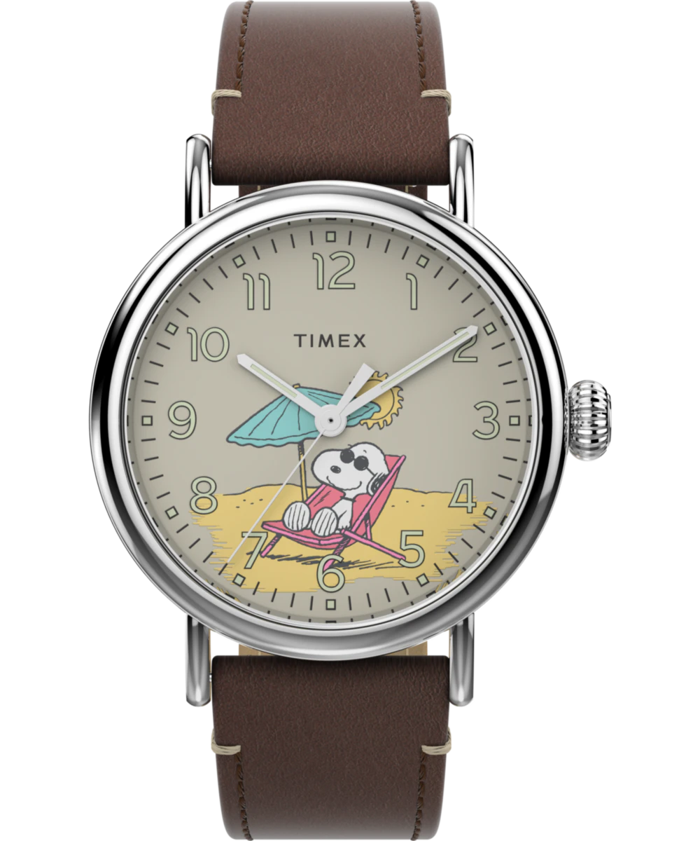 Timex Peanuts x Timex Standard Featuring Snoopy at the Beach 40mm Leather Strap Watch