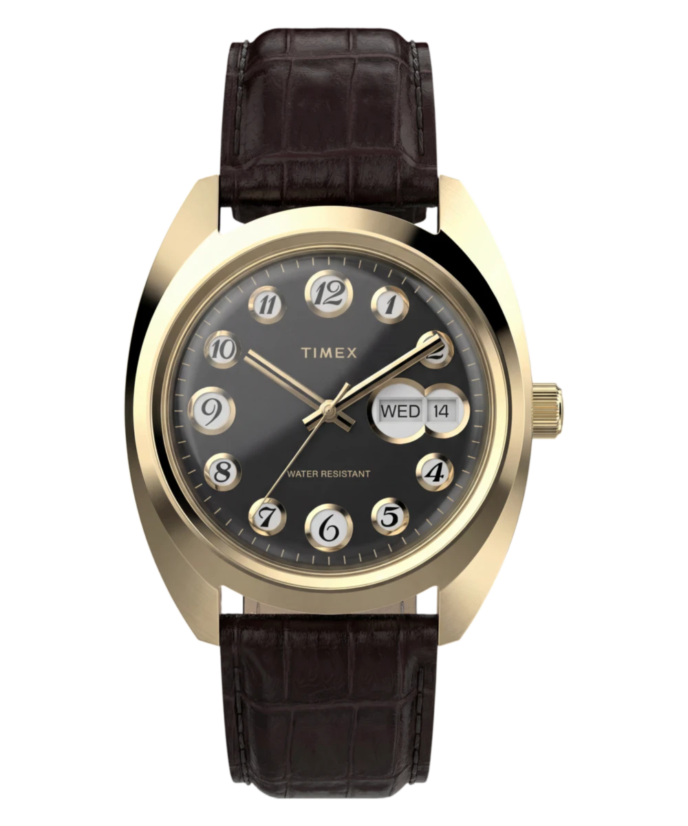 Timex 1976 Rotary Phone Dial Reissue 37mm Leather Strap Watch