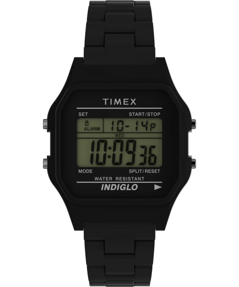 Timex 80 36mm Glossy Black Resin Bracelet Watch
