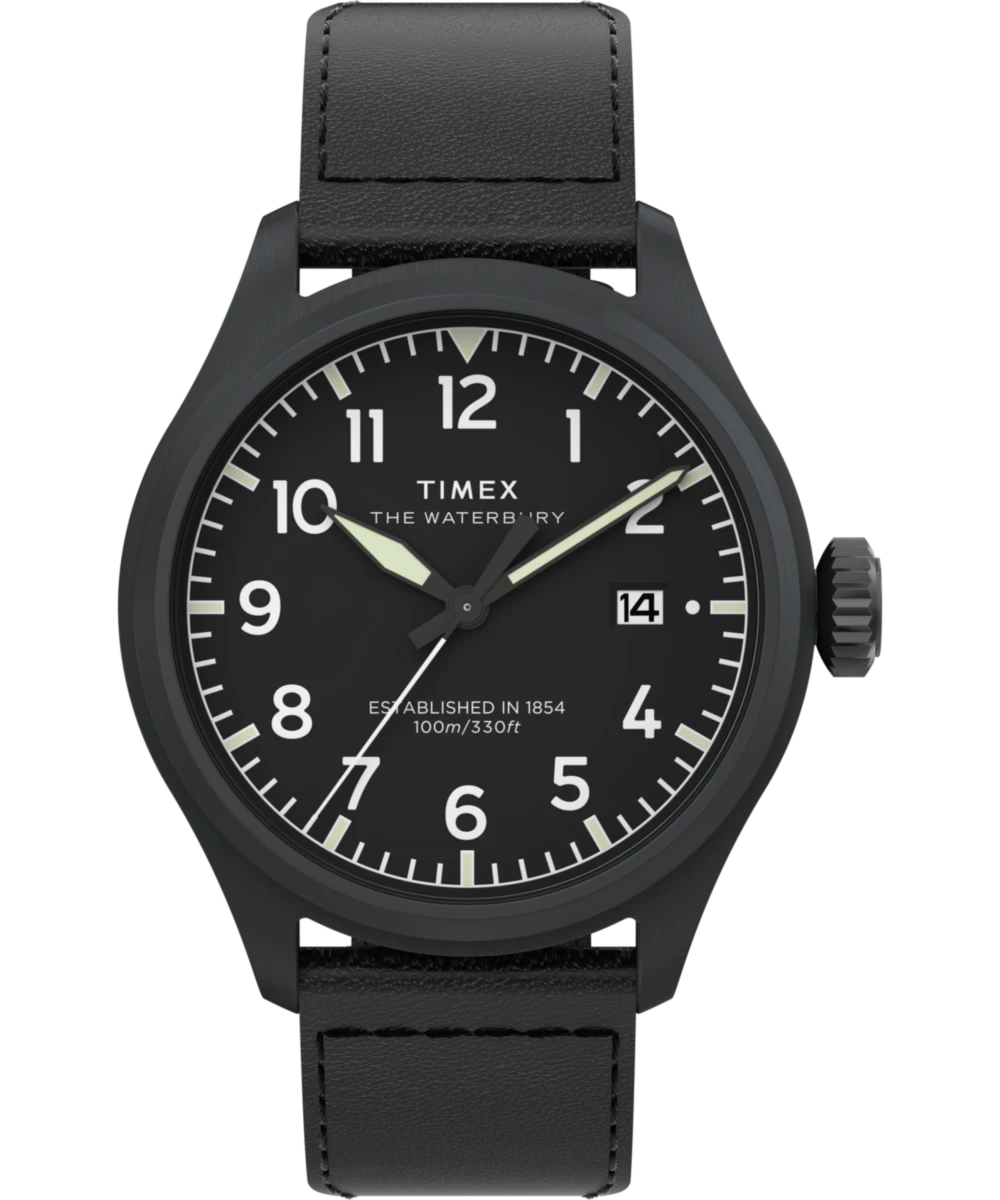 Timex Waterbury Ace 41mm Leather Strap Watch
