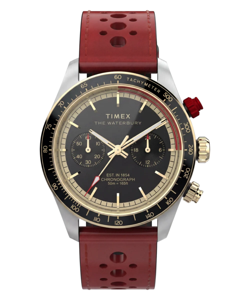 Timex Waterbury Heritage Chronograph 39mm Leather Strap Watch