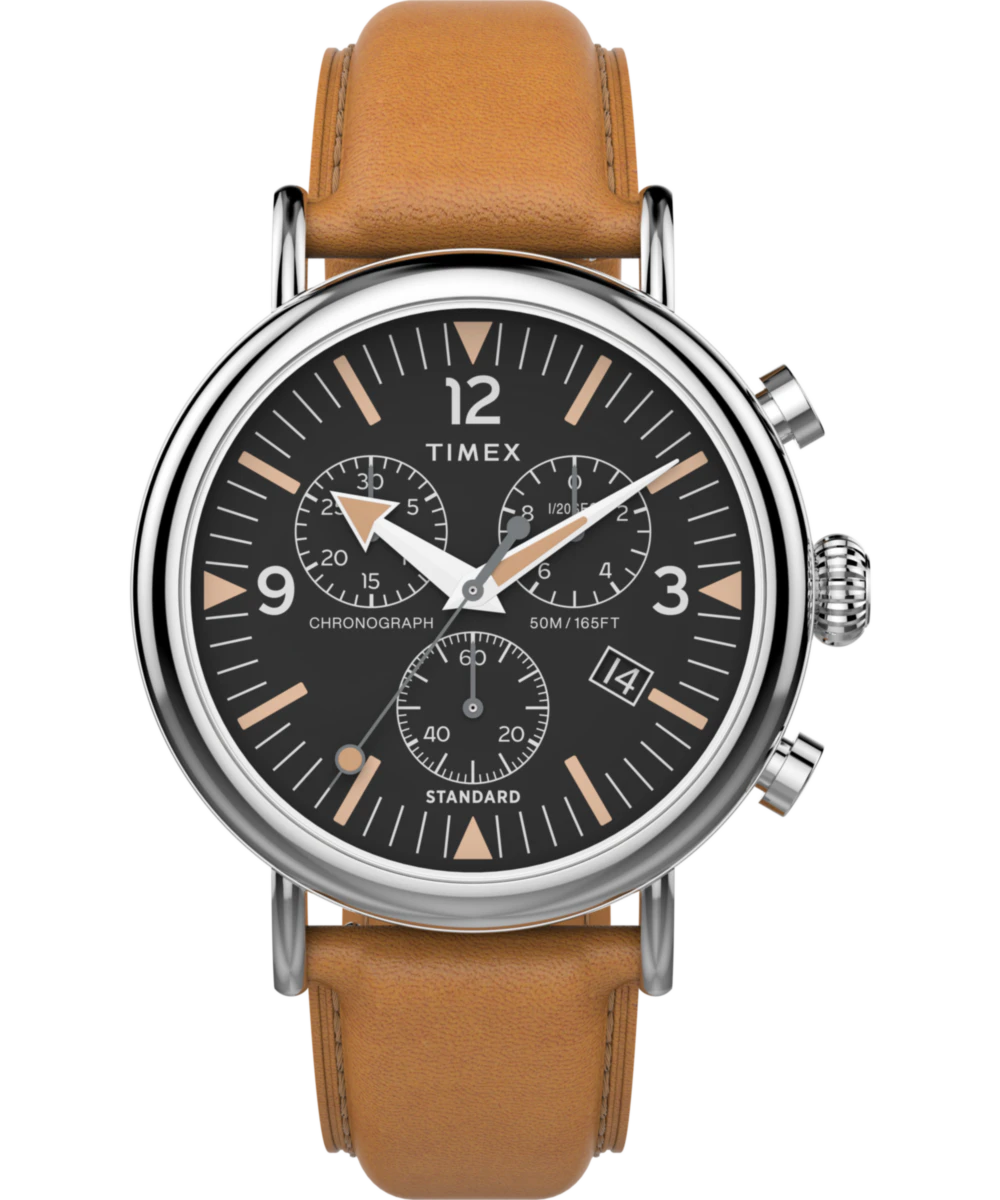 Timex Waterbury Standard Chronograph 41mm Leather Strap Watch