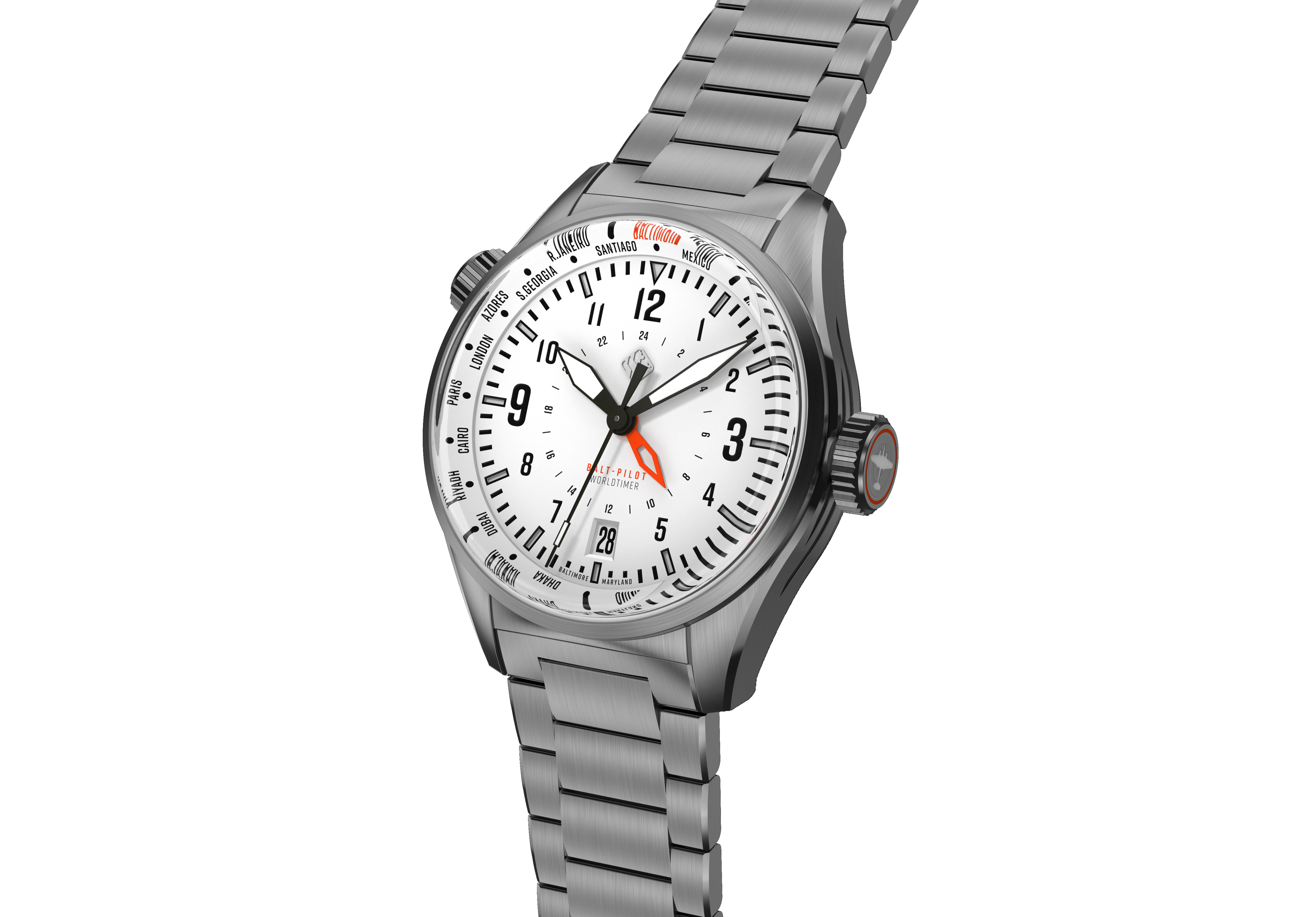 TSAO Baltimore Balt-Pilot Worldtimer Polar White