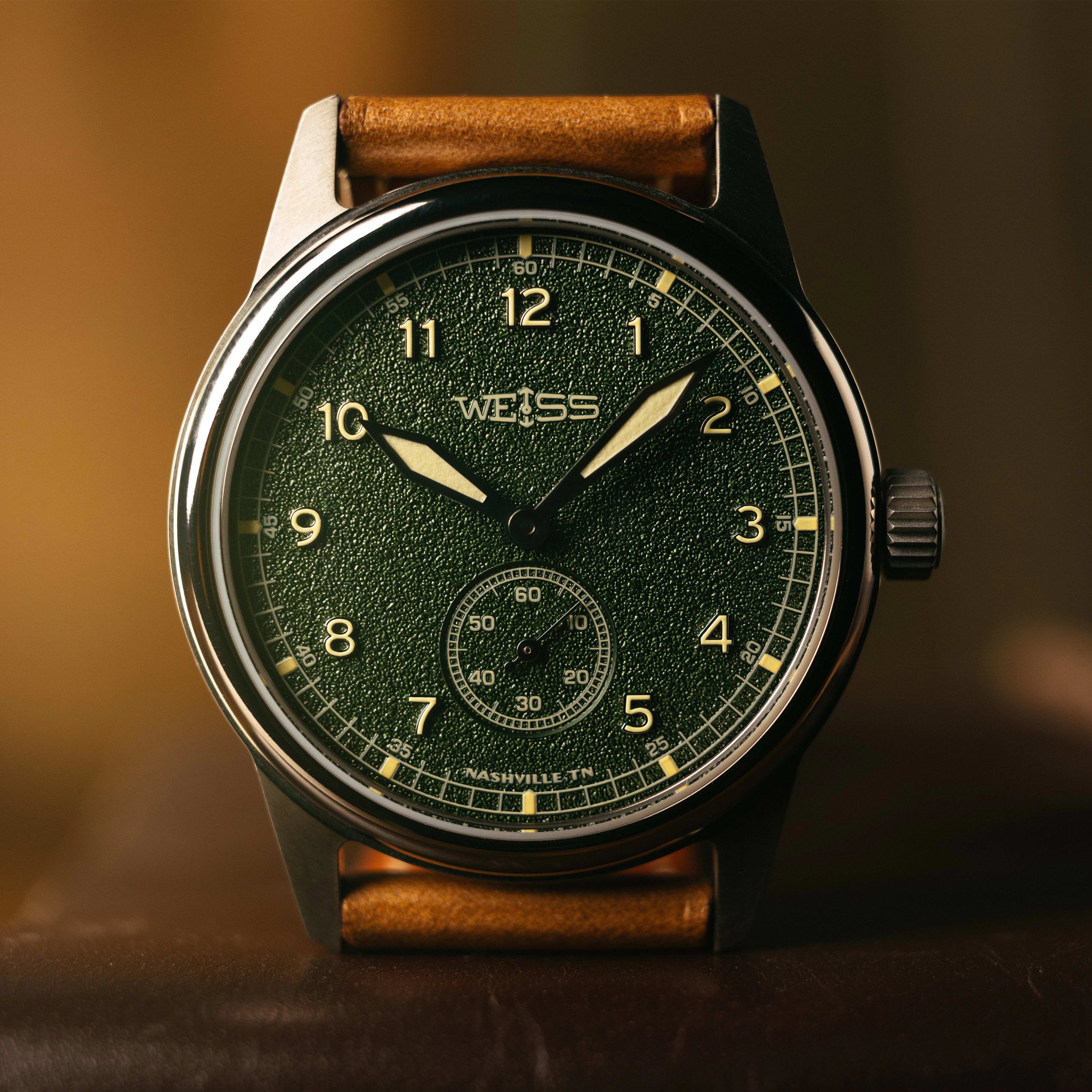 Weiss Watch Company Titanium 38mm Standard Issue Field Watch: Textured Sierra Green