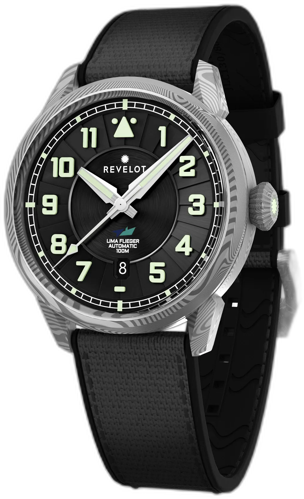 Revelot LIMA Flieger Black Damascus Steel