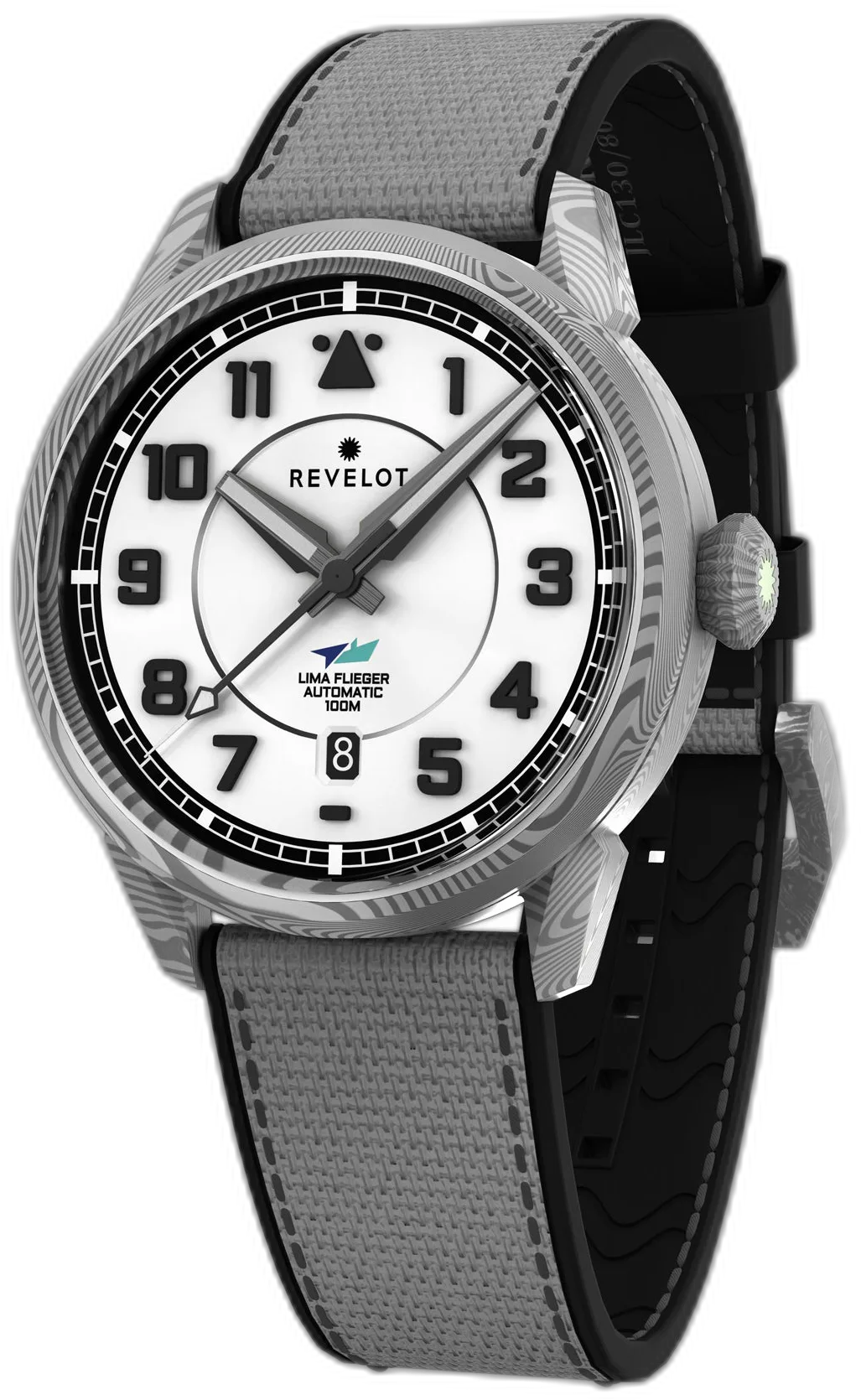 Revelot LIMA Flieger White Luminova Damascus Steel