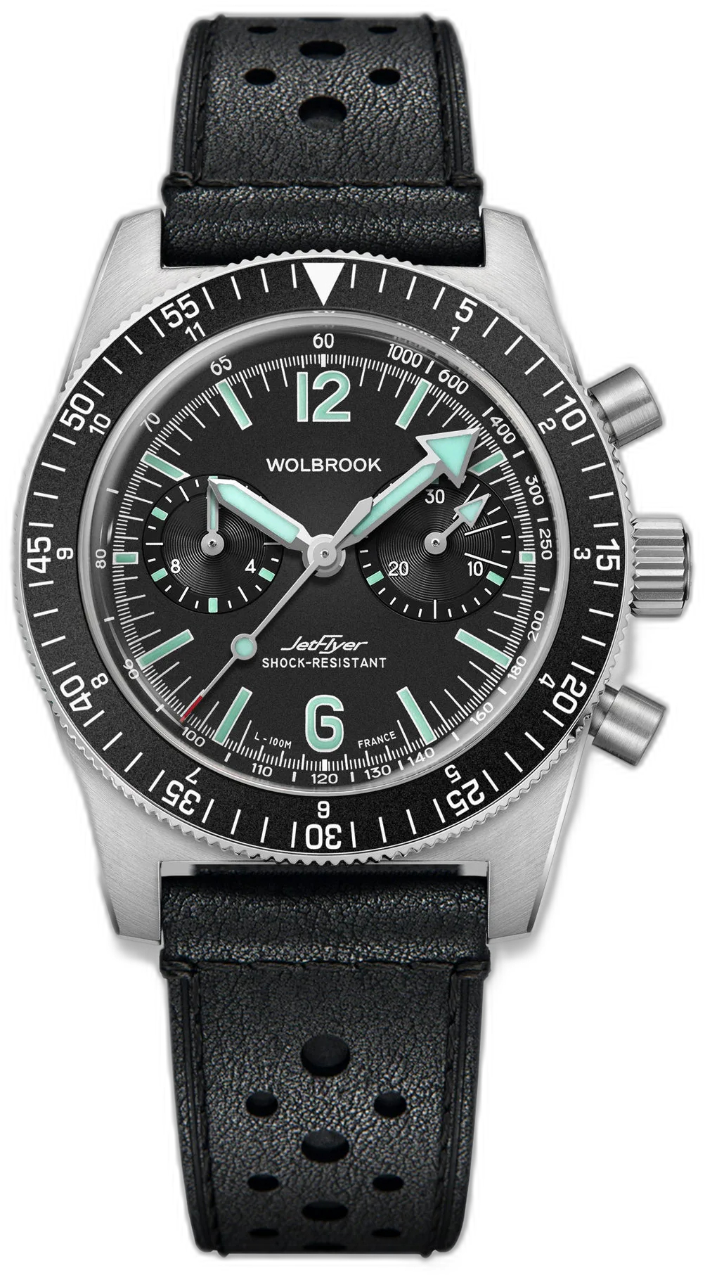 Wolbrook Black Rally Leather Strap 38mm