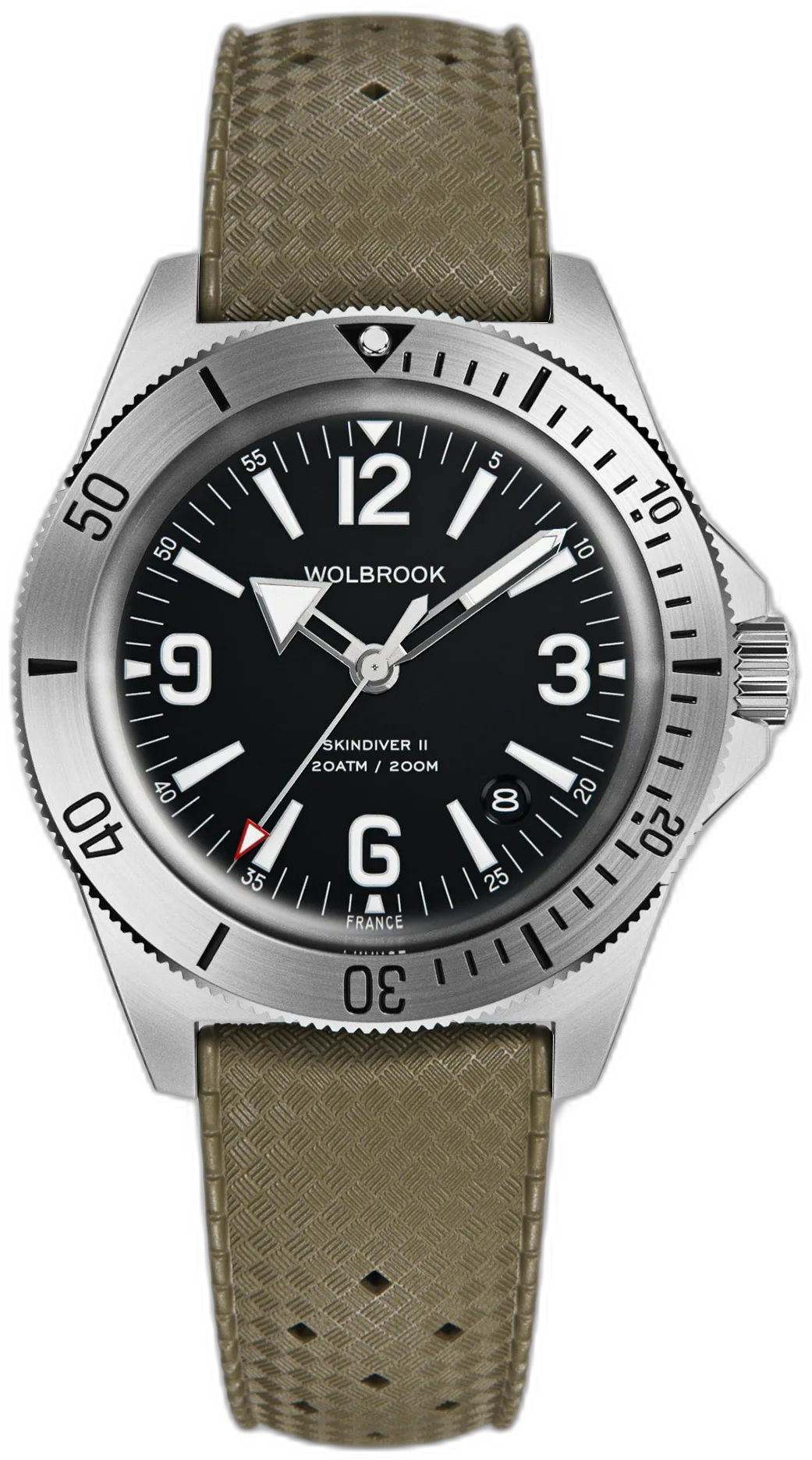 Wolbrook Black "Tropic" Rubber Strap 40mm